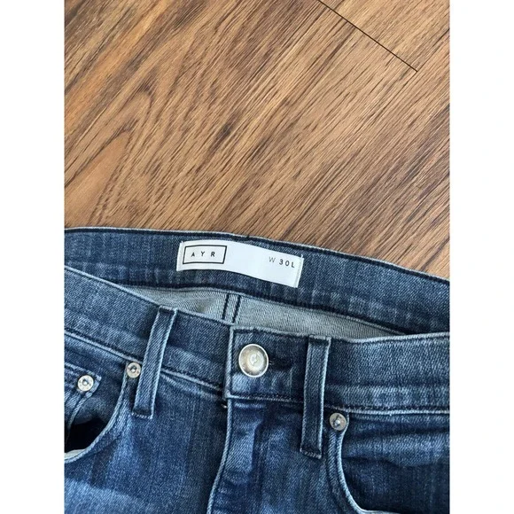 AYR Jeans Womens 30 The Pop Straight Leg Fray Hem High Rise Stretch Blue - Picture 4 of 9